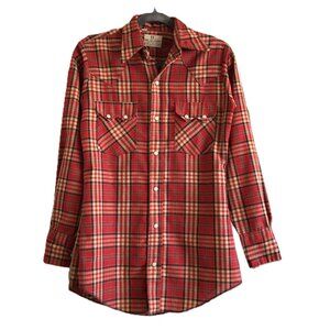 Vintage Dee Cee Brand Western Wear Plaid Shirt Pearl Snap USA Made 14/32 XS/S